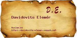 Davidovits Elemér névjegykártya